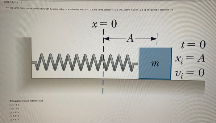 Solved QUESTION 18 For the spring mass system shown below | Chegg.com