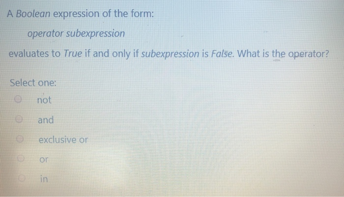 Solved A Boolean expression of the form: operator | Chegg.com