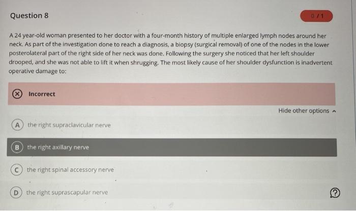 Solved Question 8 0/1 A 24 year-old woman presented to her | Chegg.com