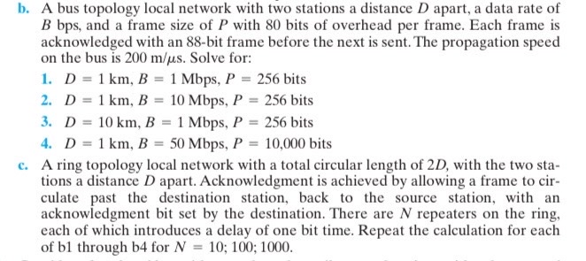 Solved b. ﻿A bus topology local network with two stations a | Chegg.com