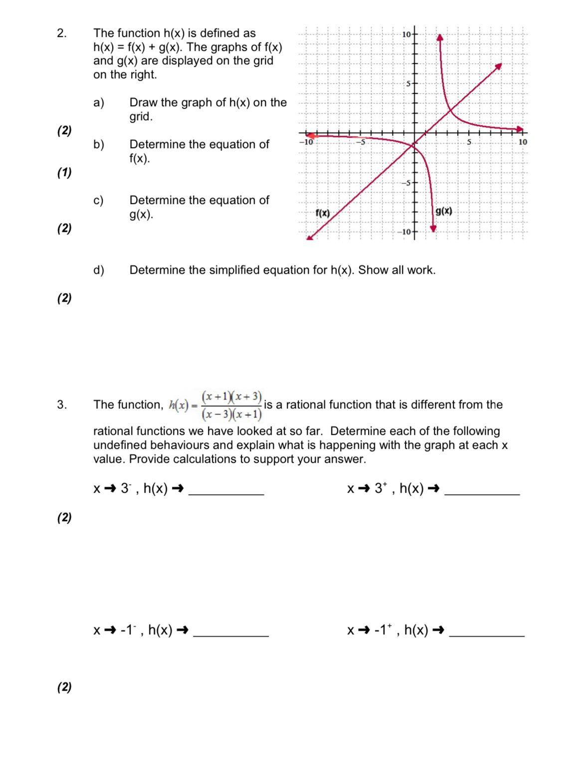 Solved The Function H X ﻿is Defined As H X F X G X ﻿the