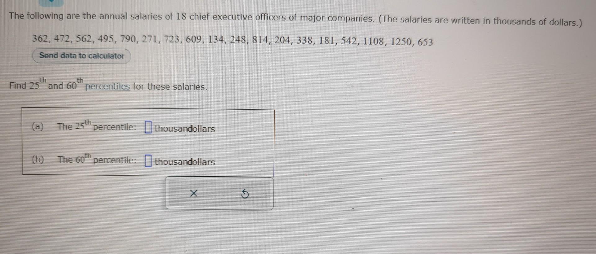 Solved The following are the annual salaries of 18 chief | Chegg.com