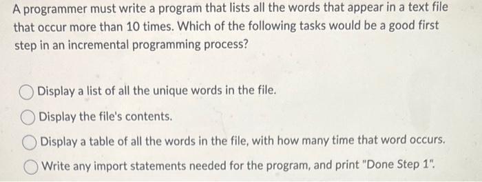 Solved A programmer must write a program that lists all the | Chegg.com