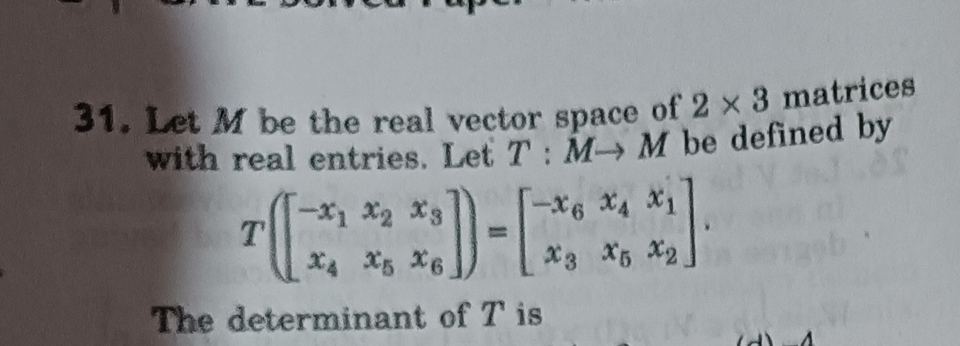 Solved Let M ﻿be the real vector space of 2×3 ﻿matrices with | Chegg.com