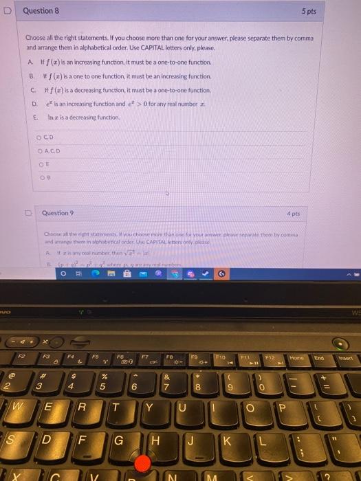 Solved D Question 8 5 pts Choose all the right statements. | Chegg.com