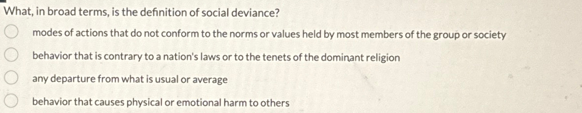 Solved What, in broad terms, is the definition of social | Chegg.com