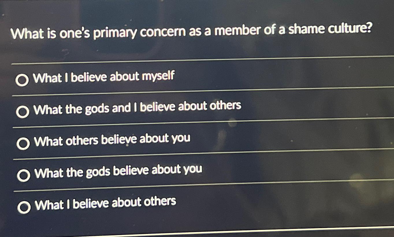 Solved What is one's primary concern as a member of a shame | Chegg.com