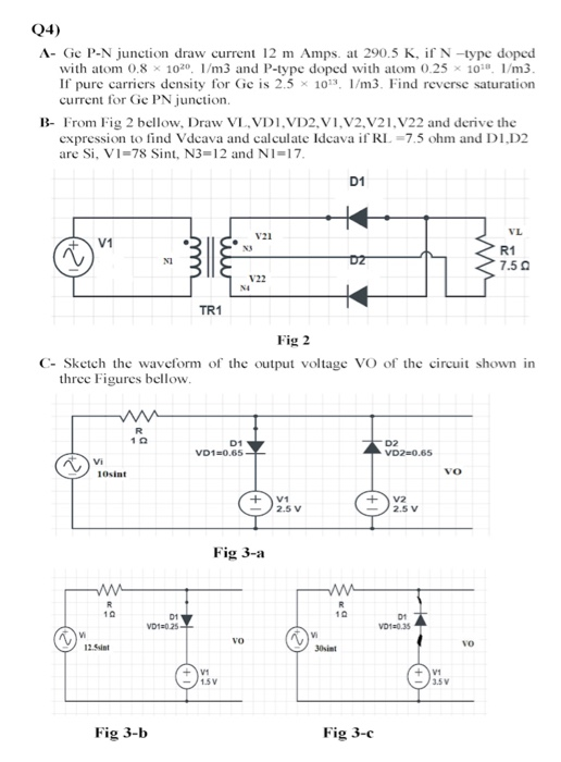 Solved 4 A Ge P N Junction Draw Current 12 M Amps At Chegg Com