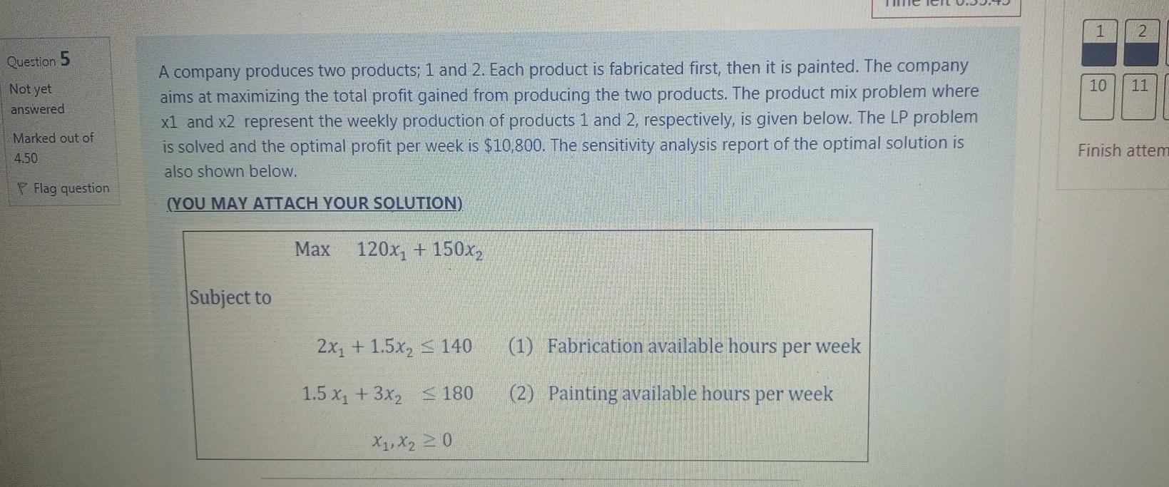 Solved 1 2 Question 5 10 11 Not yet answered A company | Chegg.com