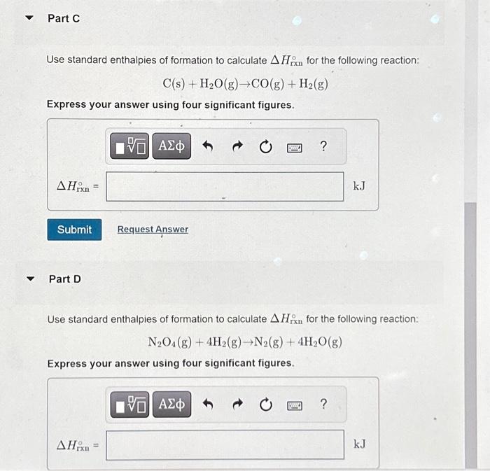 Use standard enthalpies of formation to calculate