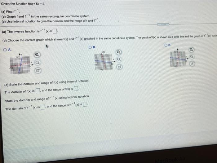 Solved Given the function f(x)=5x-2. (a) Find 11 (b) Graph | Chegg.com
