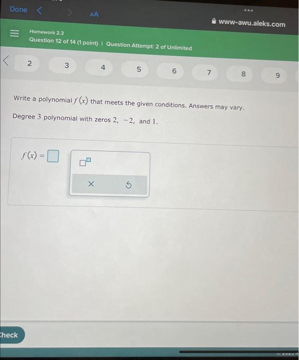 Solved Write a polynomial f(x) ﻿that meets the given