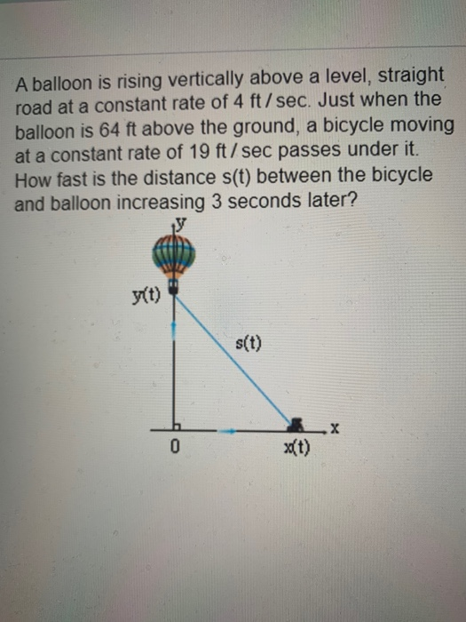 From A Balloon Vertically Above A Straight Road Solved A balloon is rising vertically above a level, | Chegg.com