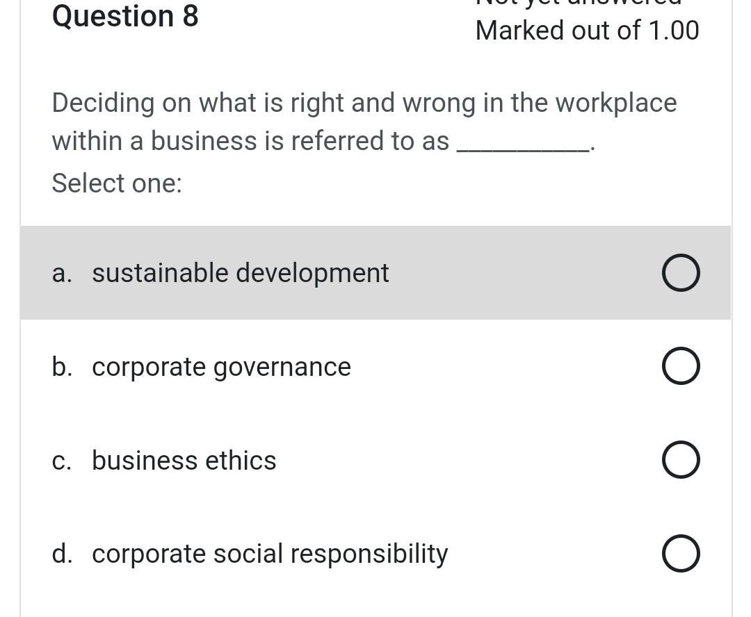 Solved Question 6 Marked Out Of 1.00 Which One Of The | Chegg.com