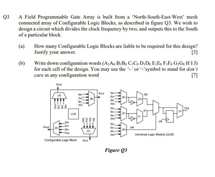 Q3 A Field Programmable Gate Array is built from a | Chegg.com