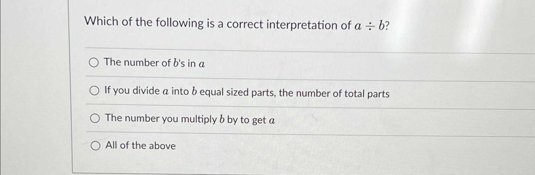 Solved Which of the following is a correct interpretation of | Chegg.com