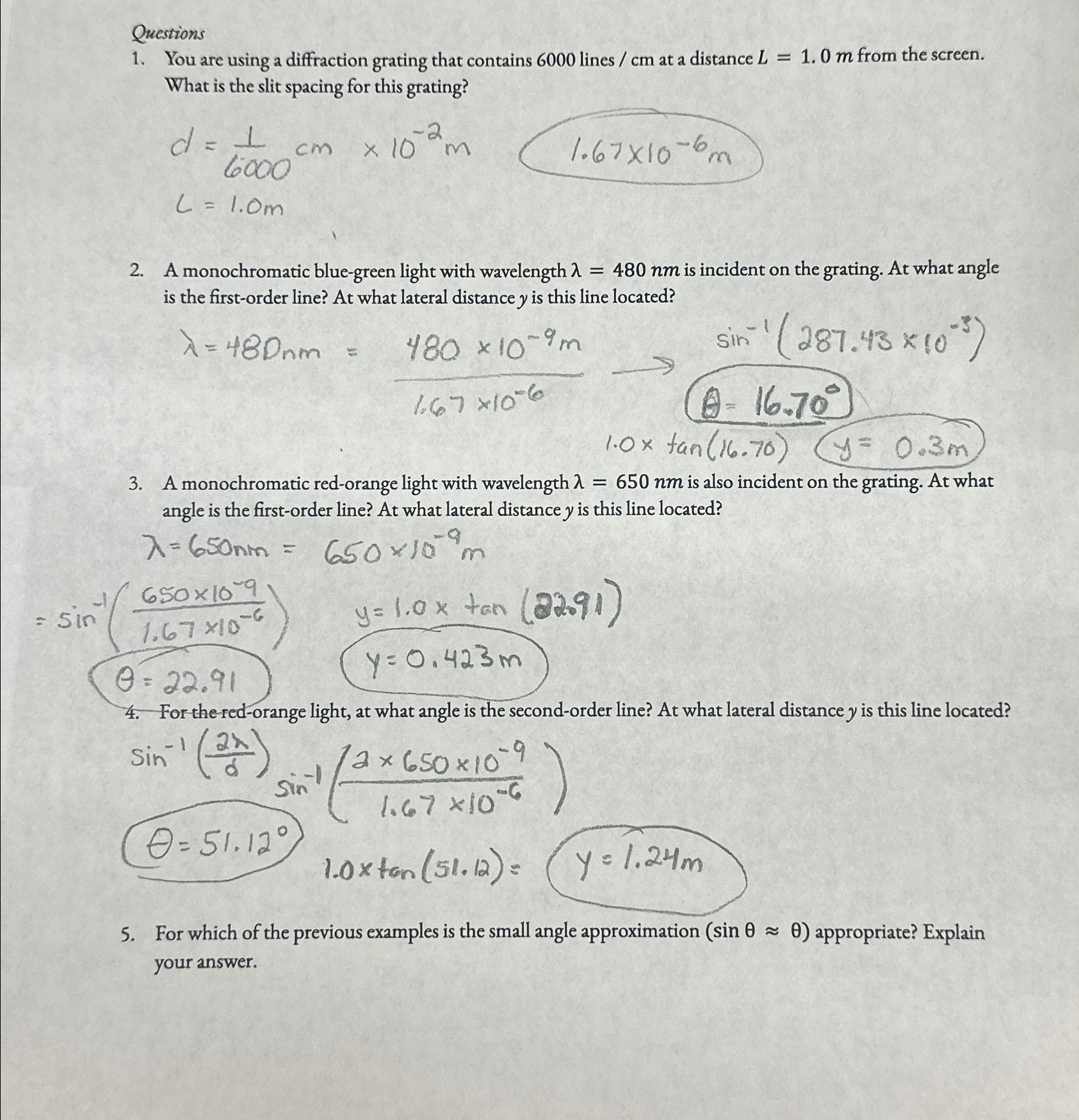 Solved QuestionsYou are using a diffraction grating that | Chegg.com