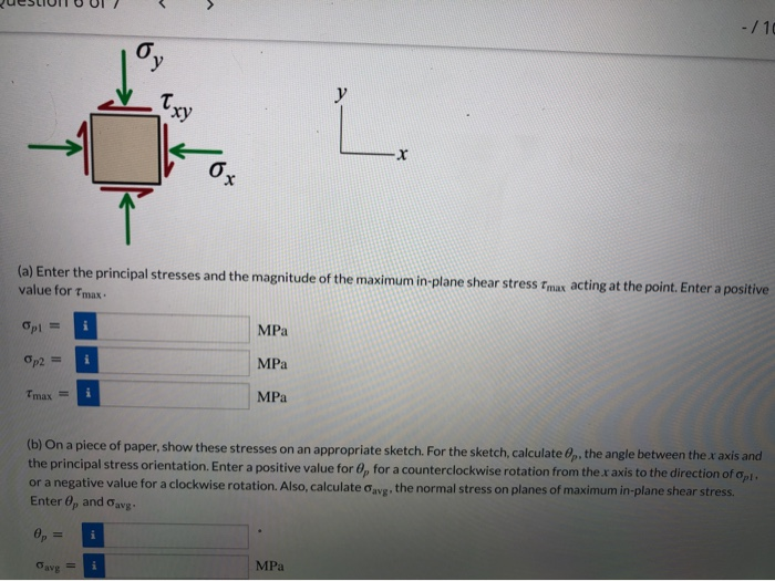 Solved (a) Determine the principal stresses and the maximum | Chegg.com