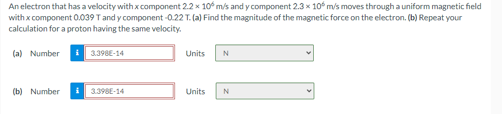 Solved An electron that has a velocity with x ﻿component | Chegg.com