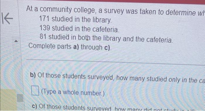 Solved At a community college, a survey was taken to | Chegg.com