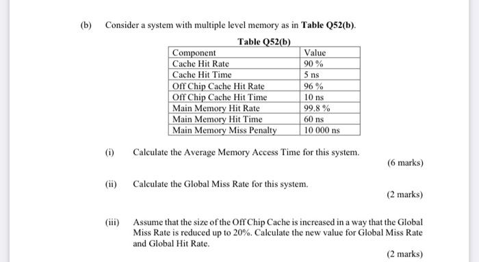 Solved (b) Consider a system with multiple level memory as | Chegg.com