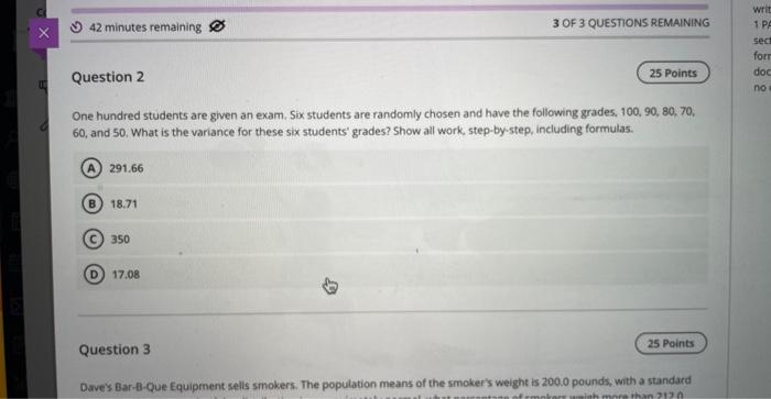 Solved One hundred students are given an exam. Six students | Chegg.com