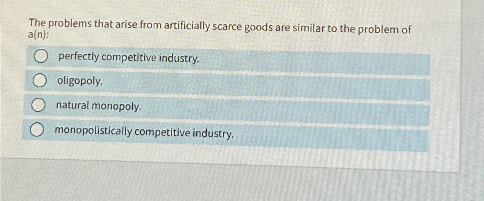 Solved The problems that arise from artificially scarce