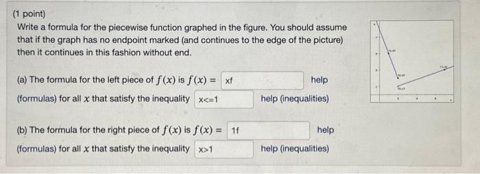 Solved (1 point) Write a formula for the piecewise function | Chegg.com