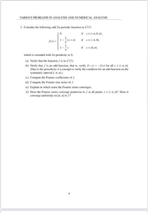 Solved VARIOUS PROBLEMS IN ANALYSIS AND NUMERICAL ANALYSIS | Chegg.com
