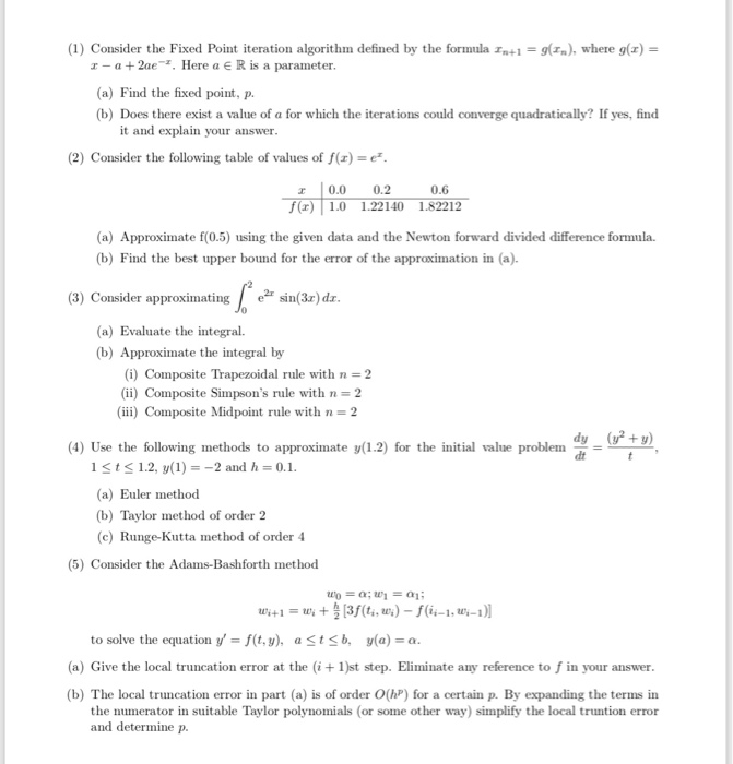 Solved (1) Consider the Fixed Point iteration algorithm | Chegg.com