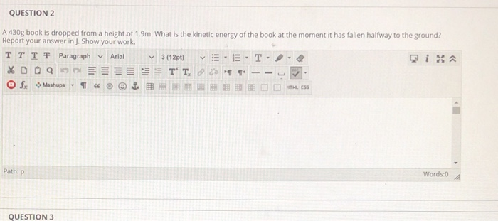 Solved Question 2 V A 430g Book Is Dropped From A Height Chegg Com
