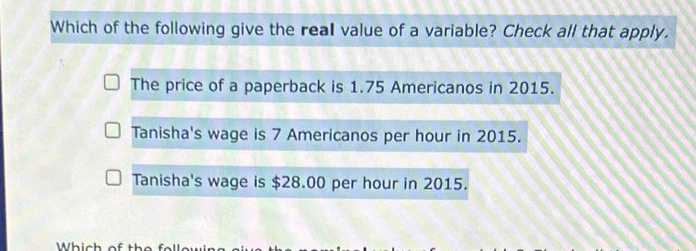Solved Which of the following give the real value of a | Chegg.com