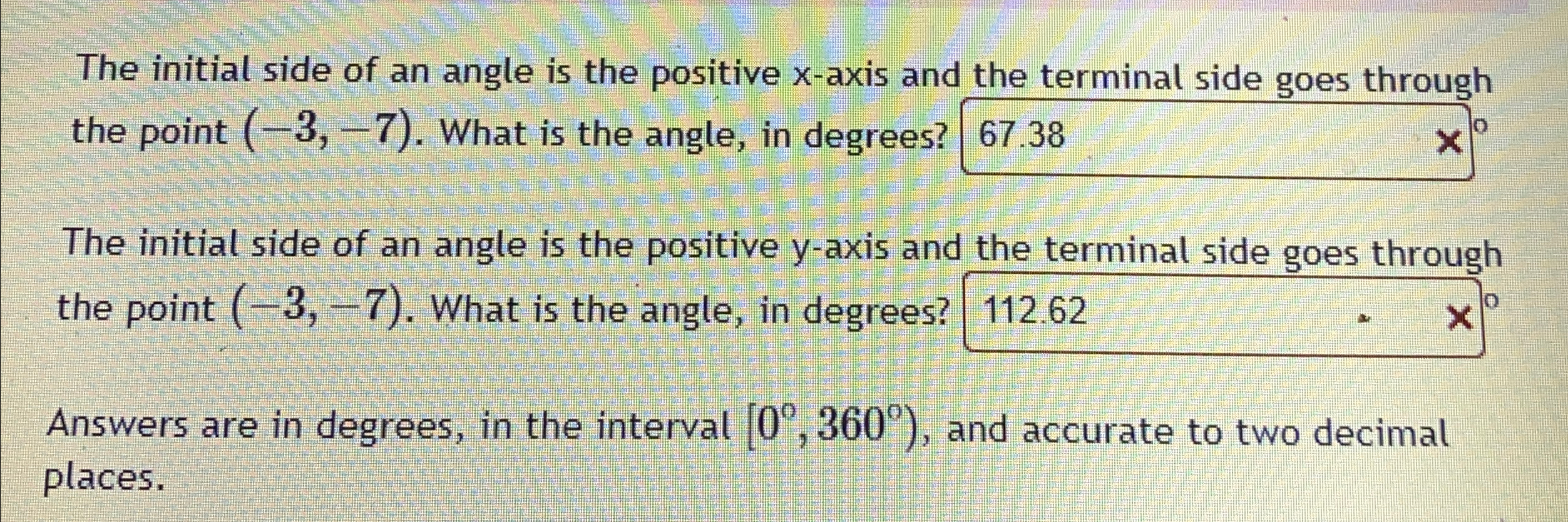 Solved The initial side of an angle is the positive x-axis | Chegg.com