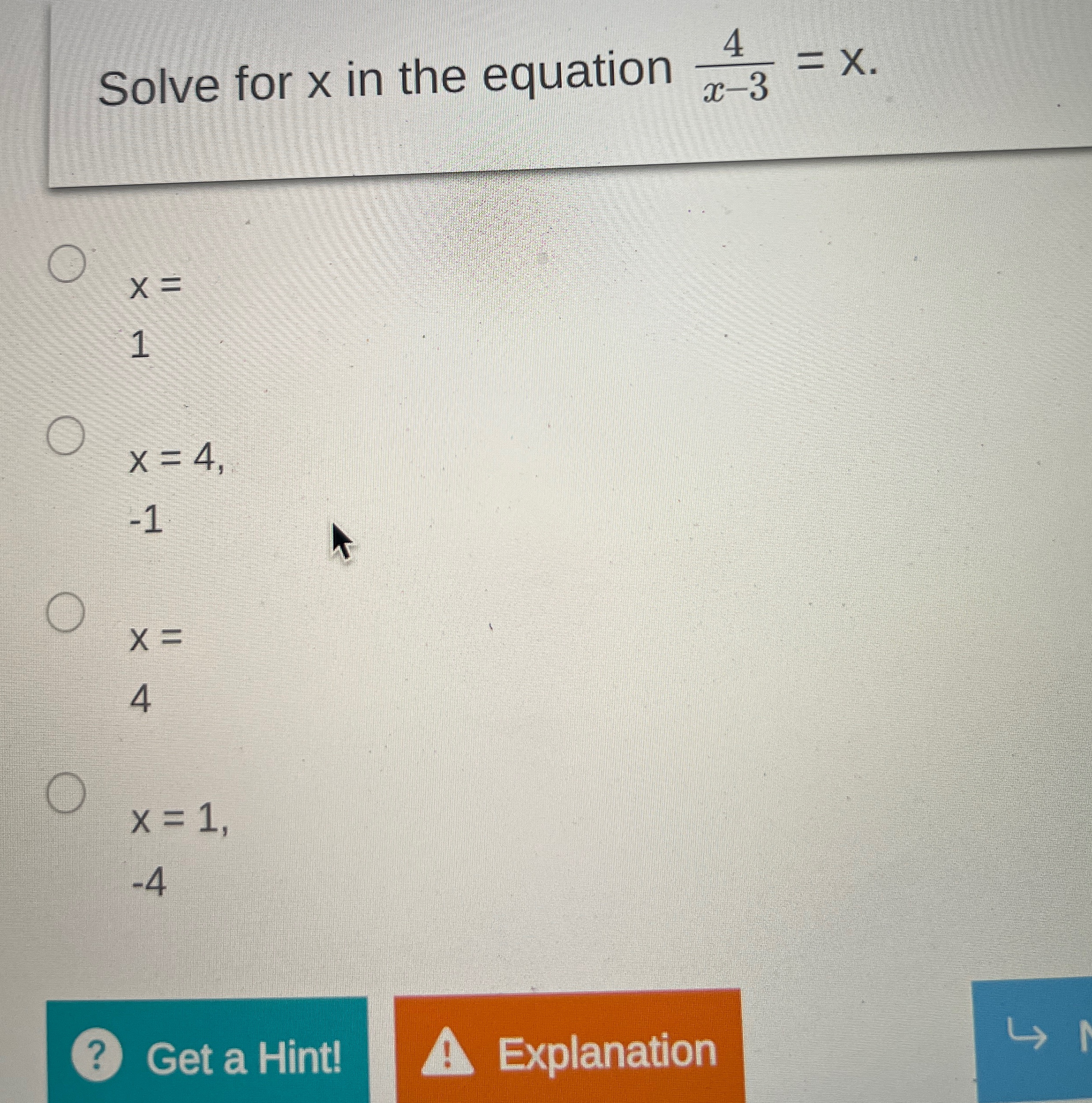 Solved Solve for x ﻿in the equation | Chegg.com