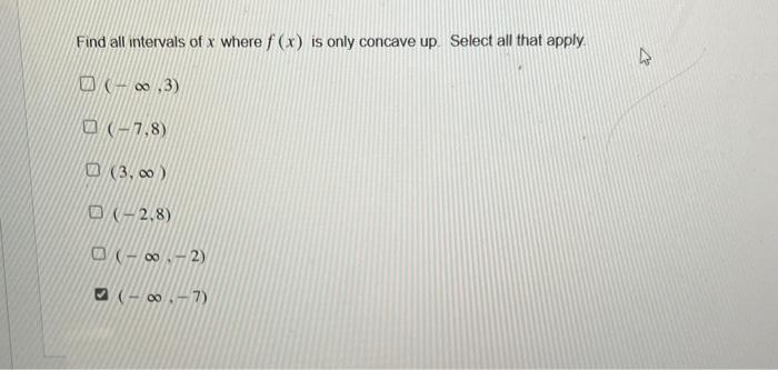 Solved r=8lFind all intervals of x where f(x) is only | Chegg.com