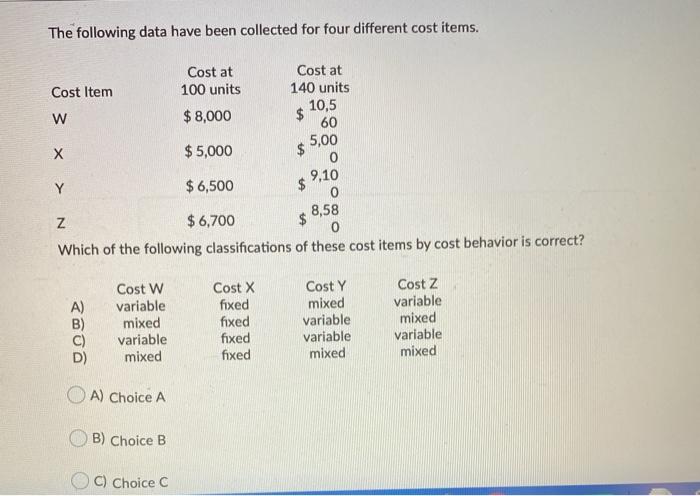 Solved The Following Data Have Been Collected For Four | Chegg.com