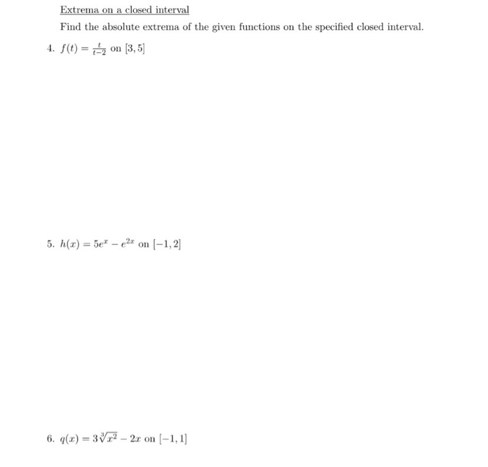 Solved Extrema on a closed interval Find the absolute | Chegg.com