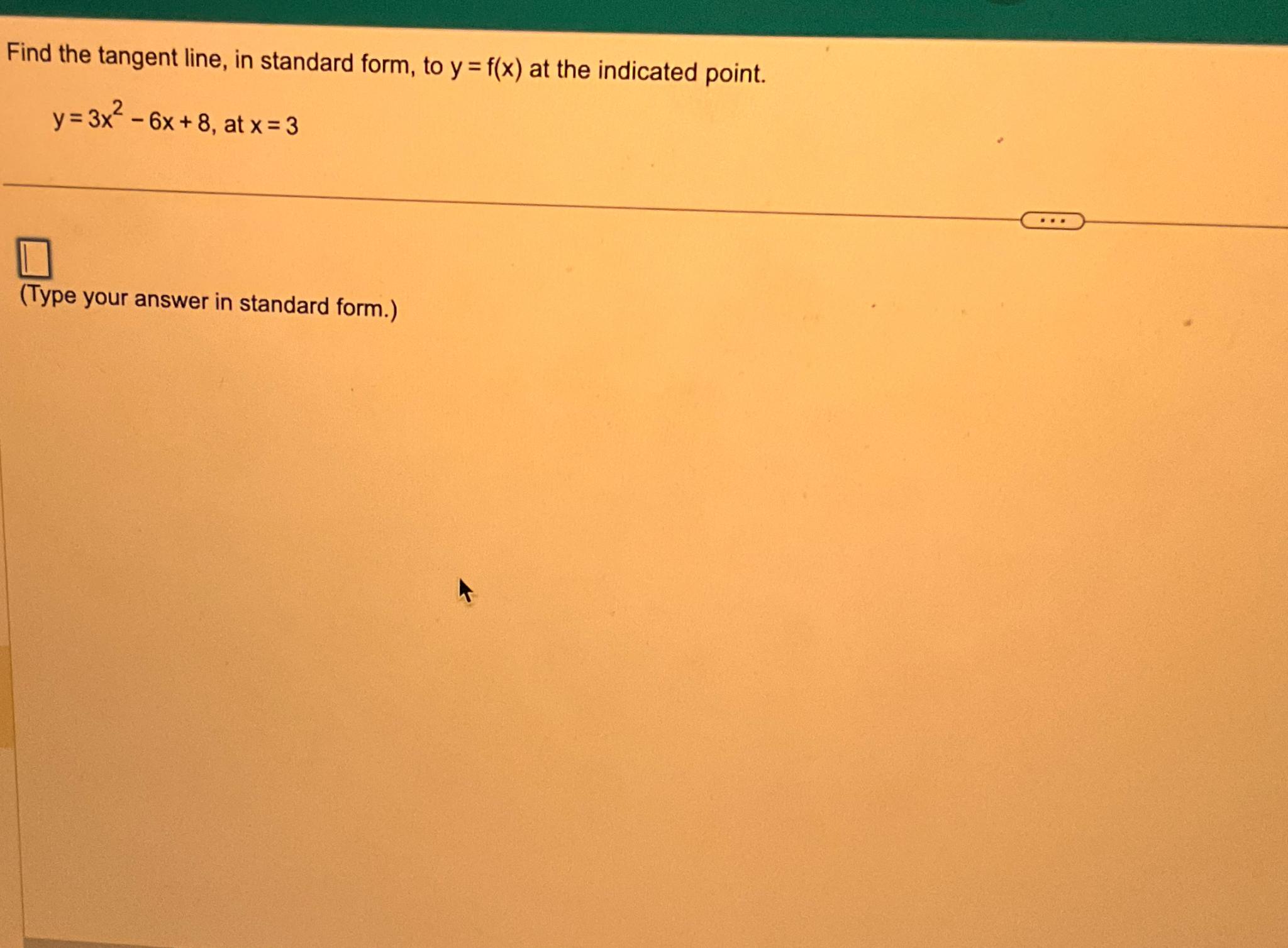 solved-find-the-tangent-line-in-standard-form-to-y-f-x-chegg