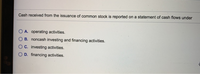 Issuance of stock is an investing activity in the statement tab wa online betting