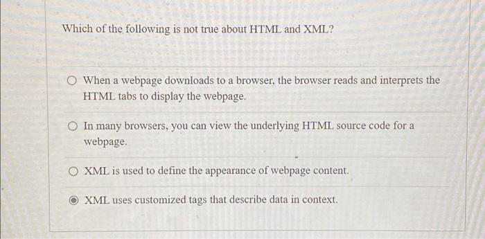 Solved Which of the following is not true about HTML and | Chegg.com