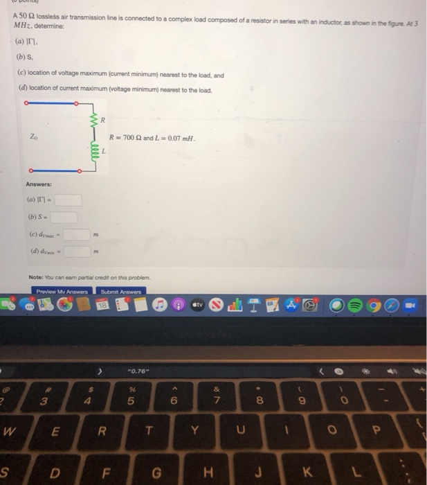 Solved A 50 22 lossless air transmission line is connected | Chegg.com
