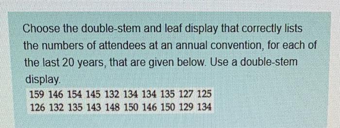 Solved Choose the double-stem and leaf display that | Chegg.com