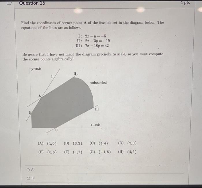 Solved D Question 25 1 pts Find the coordinates of corner | Chegg.com