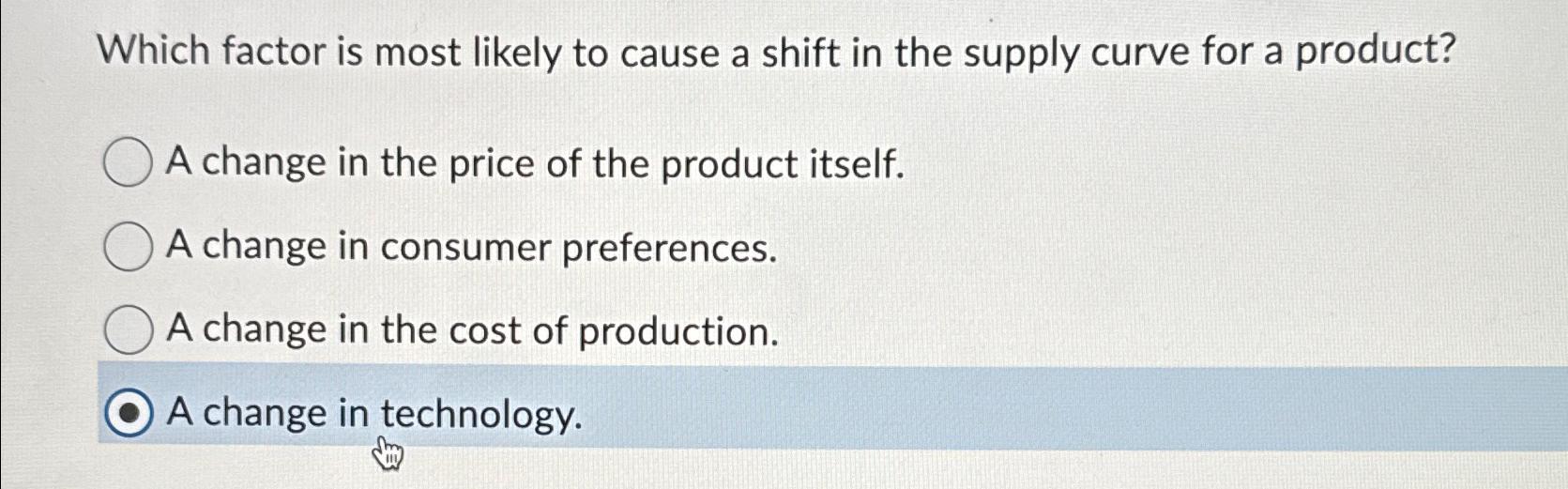 Solved Which factor is most likely to cause a shift in the | Chegg.com