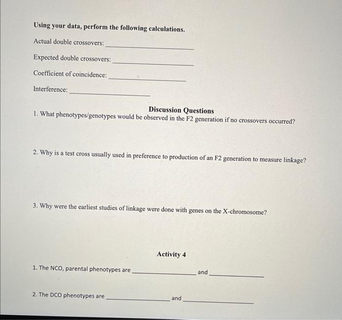 Solved Answer Sheet for Genetics Lab #6 - THREE-POINT | Chegg.com