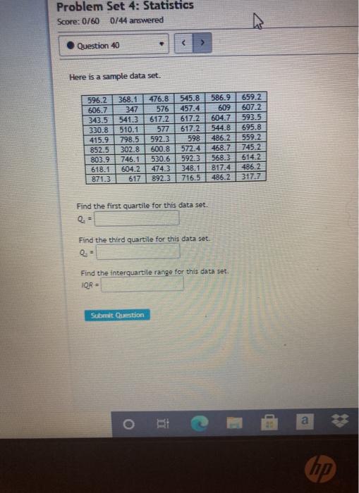 Solved Problem Set 4: Statistics Score: 0760 0744 answered | Chegg.com