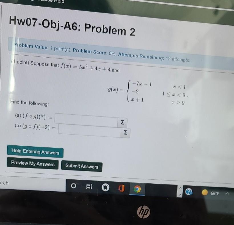 Solved Hw07-Obj-A6: Problem 2 Problem Value: 1 Point(s). | Chegg.com