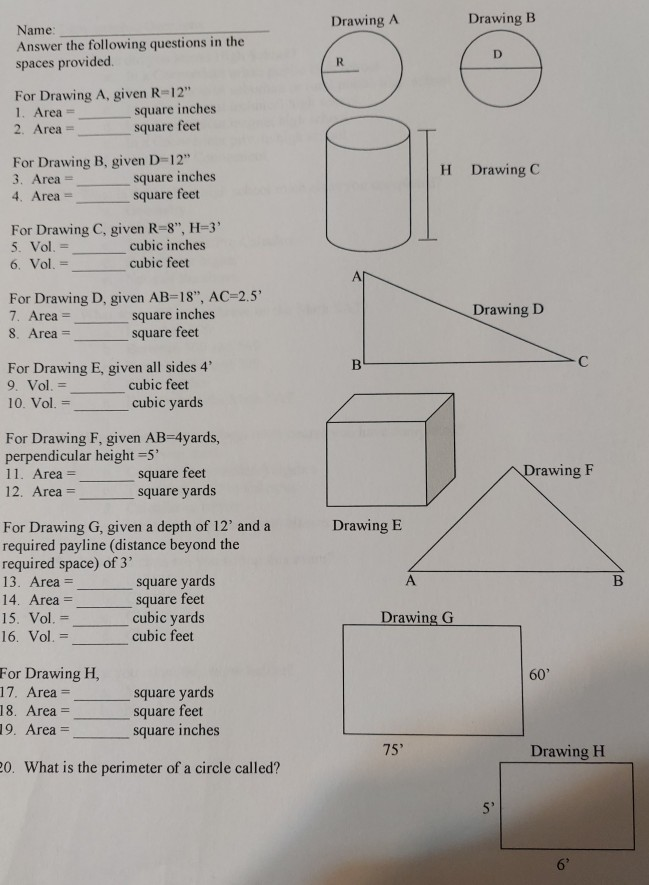 Solved Drawing A Drawing B Name: Answer The Following | Chegg.com