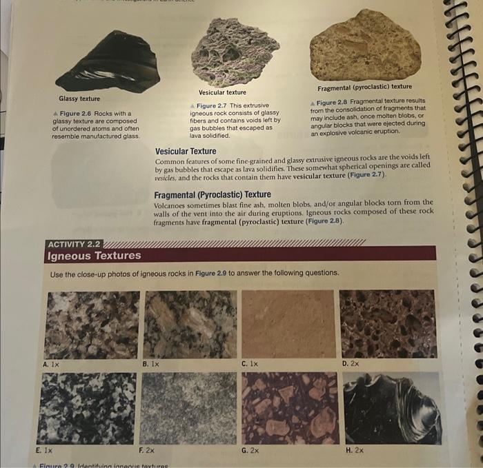 Glassy texture Figure 2.6 Rocks with a glassy texture | Chegg.com