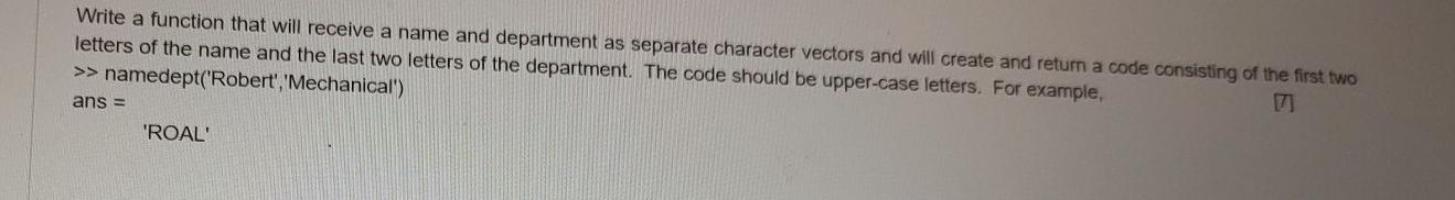 Solved Write a function that will receive a name and | Chegg.com